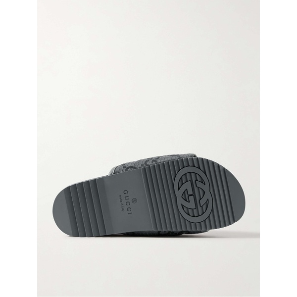 구찌 구찌 GUCCI Leather-Trimmed Logo-Appliqued Monogrammed Padded Ripstop Slides 1647597330940981