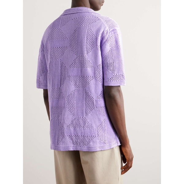  PIACENZA 1733 Camp-Collar Crocheted Linen and Cotton-Blend Shirt 1647597330960136