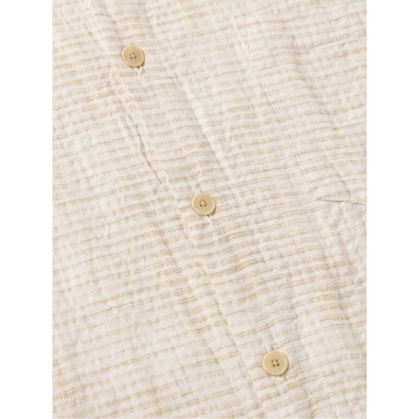  FOLK Button-Down Collar Striped Cotton and Linen-Blend Seersucker Shirt 1647597331620755