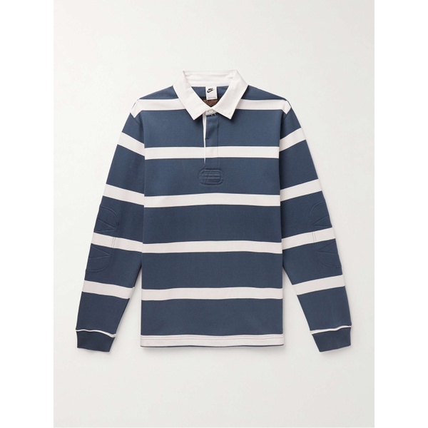 나이키 NIKE Life Twill-Trimmed Striped Cotton-Jersey Rugby Shirt 1647597331669932