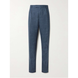 MR P. Mike Straight-Leg Pleated Wool, Silk and Linen-Blend Suit Trousers 1647597332005205