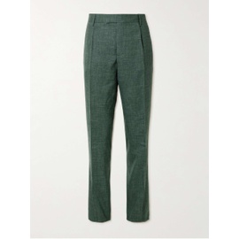 MR P. Mike Straight-Leg Pleated Wool, Silk and Linen-Blend Suit Trousers 1647597332005214
