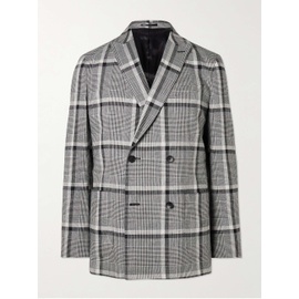 MR P. Double-Breasted Checked Linen-Blend Blazer 1647597332014796