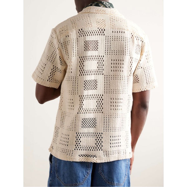  PORTUGUESE FLANNEL Camp-Collar Crocheted Cotton-Blend Shirt 1647597333837842