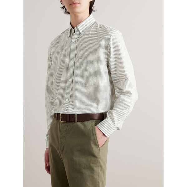 PURDEY Button-Down Collar Striped Cotton and Linen-Blend Shirt 1647597335335745
