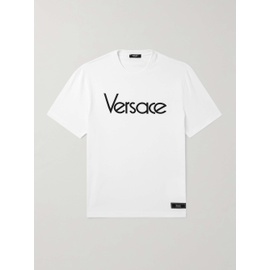 베르사체 VERSACE Logo-Embroidered Cotton-Jersey T-Shirt 1647597335812160