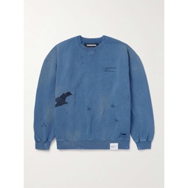 네이버후드상판 NEIGHBORHOOD Savage Logo-Embroidered Appliqued Distressed Cotton-Jersey Sweatshirt 1647597336038662