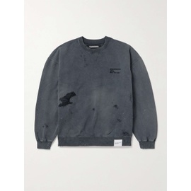 네이버후드상판 NEIGHBORHOOD Savage Logo-Embroidered Appliqued Distressed Cotton-Jersey Sweatshirt 1647597336038697