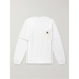 사카이 SACAI + Carhartt WIP Layered Logo-Appliqued Canvas-Trimmed Cotton-Jersey T-Shirt 1647597337290030