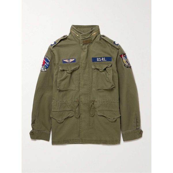 폴로랄프로렌 폴로 랄프 로렌 POLO RALPH LAUREN M65 Logo-Appliqued Herringbone Cotton Field Jacket 210639121115