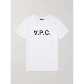 아페쎄 A.P.C. Logo-Flocked Cotton-Jersey T-Shirt 24062987016743745
