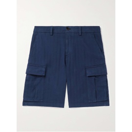 브루넬로 쿠치넬리 BRUNELLO CUCINELLI Straight-Leg Garment-Dyed Herringbone Cotton-Blend Cargo Shorts 28941591746735662