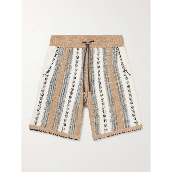  아미리 AMIRI Straight-Leg Jacquard Cotton and Silk-Blend Boucle Drawstring Shorts 30629810020317877