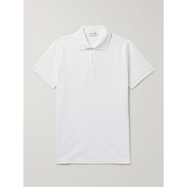 생로랑 생로랑 SAINT LAURENT Slim-Fit Logo-Embroidered Cotton-Pique Polo Shirt 33258524071930954