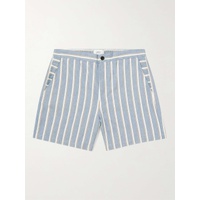 MR P. Striped Cotton and Linen-Blend Twill Shorts 36856120585090523