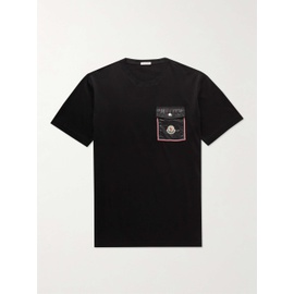 몽클레어 MONCLER Logo-Appliqued Shell-Trimmed Cotton-Jersey T-Shirt 38063312418171476