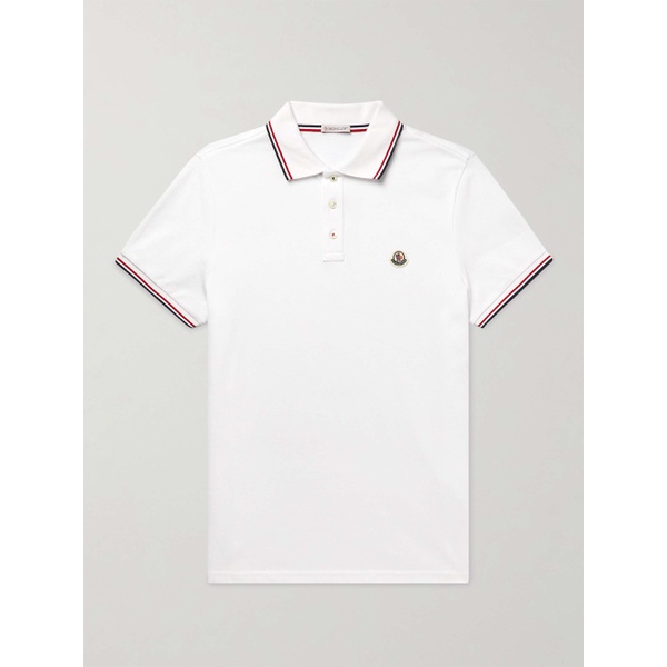 몽클레어 몽클레어 MONCLER Logo-Appliqued Striped Cotton-Pique Polo Shirt 38063312418171531