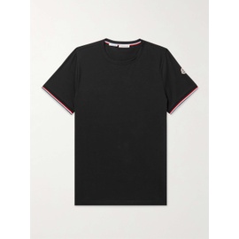 몽클레어 MONCLER Slim-Fit Logo-Appliqued Contrast-Tipped Cotton-Blend Jersey T-Shirt 38063312418171555