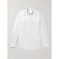 SEBLINE Safari Grandad-Collar Pinstriped Cotton-Poplin Shirt 38063312418351810