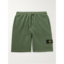 스톤아일랜드 STONE ISLAND Straight-Leg Logo-Appliqued Cotton-Jersey Drawstring Shorts 43769801094977950