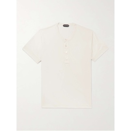 톰포드 TOM FORD Silk and Cotton-Blend Jersey Henley T-Shirt 43769801095917969