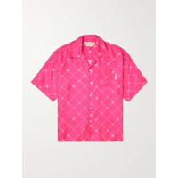 마르니 MARNI Camp-Collar Logo-Print Silk-Twill Shirt 43769801096170732