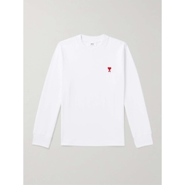 AMI PARIS Logo-Embroidered Cotton-Blend Jersey T-Shirt 43769801098035994