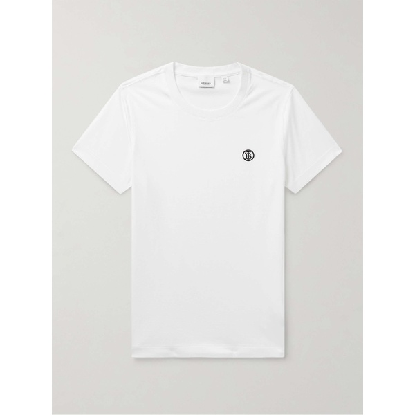버버리 버버리 BURBERRY Slim-Fit Logo-Embroidered Cotton-Jersey T-Shirt 43769801098390311