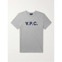 아페쎄 A.P.C. Logo-Flocked Cotton-Jersey T-Shirt 6630340699192386