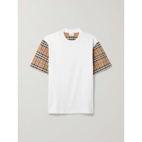 버버리 BURBERRY Checked poplin-trimmed cotton-jersey T-shirt 790698998
