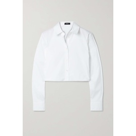 띠어리 THEORY White Cropped stretch cotton-blend poplin shirt 1647597276183841