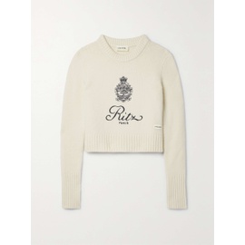 FRAME + Ritz Paris cropped embroidered cashmere sweater 790721155