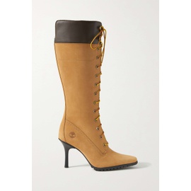 TIMB이알엘 ERLAND Camel + Veneda Carter leather-trimmed nubuck knee boots 1647597284192001
