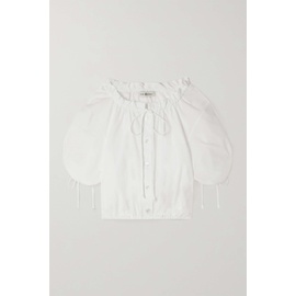 TORY BURCH White Pleated cotton-poplin blouse 1647597285073494