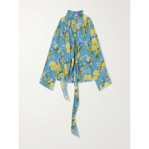 아크네스튜디오 아크네 스튜디오 ACNE STUDIOS Tie-detailed floral-print crepe de chine blouse 790746123