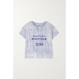아크네 스튜디오 ACNE STUDIOS Blue Cropped distressed printed organic cotton-jersey T-shirt 790681777