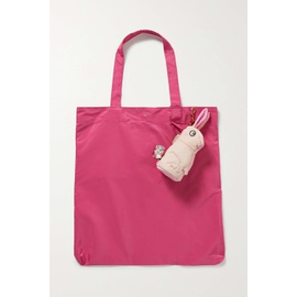 ANYA HINDMARCH Fuchsia Leather-trimmed canvas bag charm with packable recycled shell tote 1647597289110284