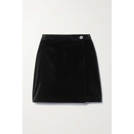 띠어리 THEORY Black Cotton-blend velvet mini wrap skirt 1647597289313862