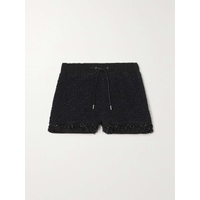사카이 SACAI Grosgrain-trimmed frayed tweed shorts 790723049