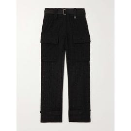 사카이 Sacai Sacai belted cotton-blend broderie anglaise straight-leg pants 790750264