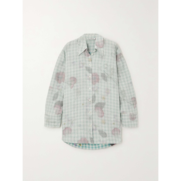 아크네스튜디오 아크네 스튜디오 ACNE STUDIOS Oversized floral-print gingham linen shirt 790737943