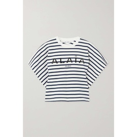 알라이아 ALAIA Cropped printed striped cotton-jersey T-shirt 790729347