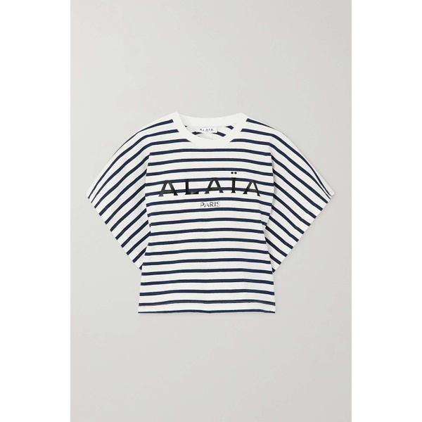  알라이아 ALAIA Cropped printed striped cotton-jersey T-shirt 790729347