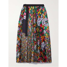 사카이 SACAI Belted floral-print plisse-satin midi wrap skirt 790747359
