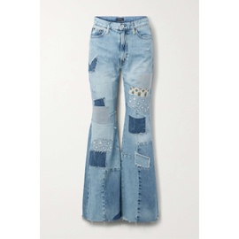 폴로 랄프 로렌 POLO RALPH LAUREN Patchwork frayed high-rise flared jeans | NET-A-PORTER 790725299