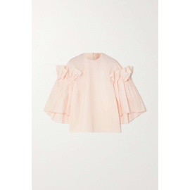 ROKSANDA Grosgrain-trimmed ruffled cotton-poplin blouse | NET-A-PORTER 790746127