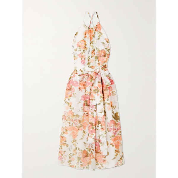  에르뎀 ERDEM Zinnia tie-belt floral-print silk and cotton-blend voile midi dress 790763920