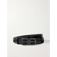 발렌시아가 BALENCIAGA BB Hourglass crystal-embellished croc-effect leather belt 790739179