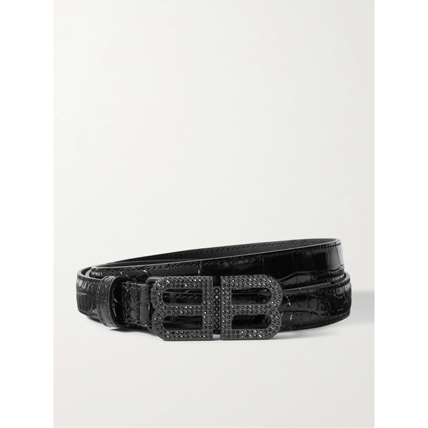발렌시아가 발렌시아가 BALENCIAGA BB Hourglass crystal-embellished croc-effect leather belt 790739179