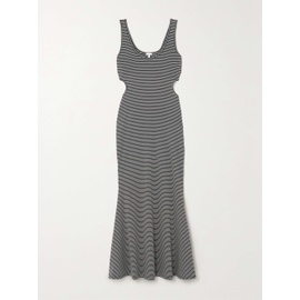 SKIN Frederica cutout striped organic cotton-jersey maxi dress 790751620
